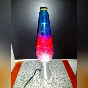 Northern Lites Glitter & Motion Lava Lamp. Blue & Purple. 14.5" Tall.